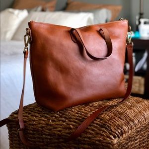 Madewell Zip Top Transport Tote - Saddle